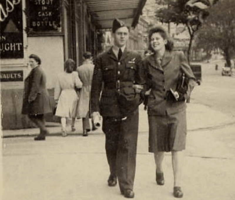 Walking in street on honeymoon